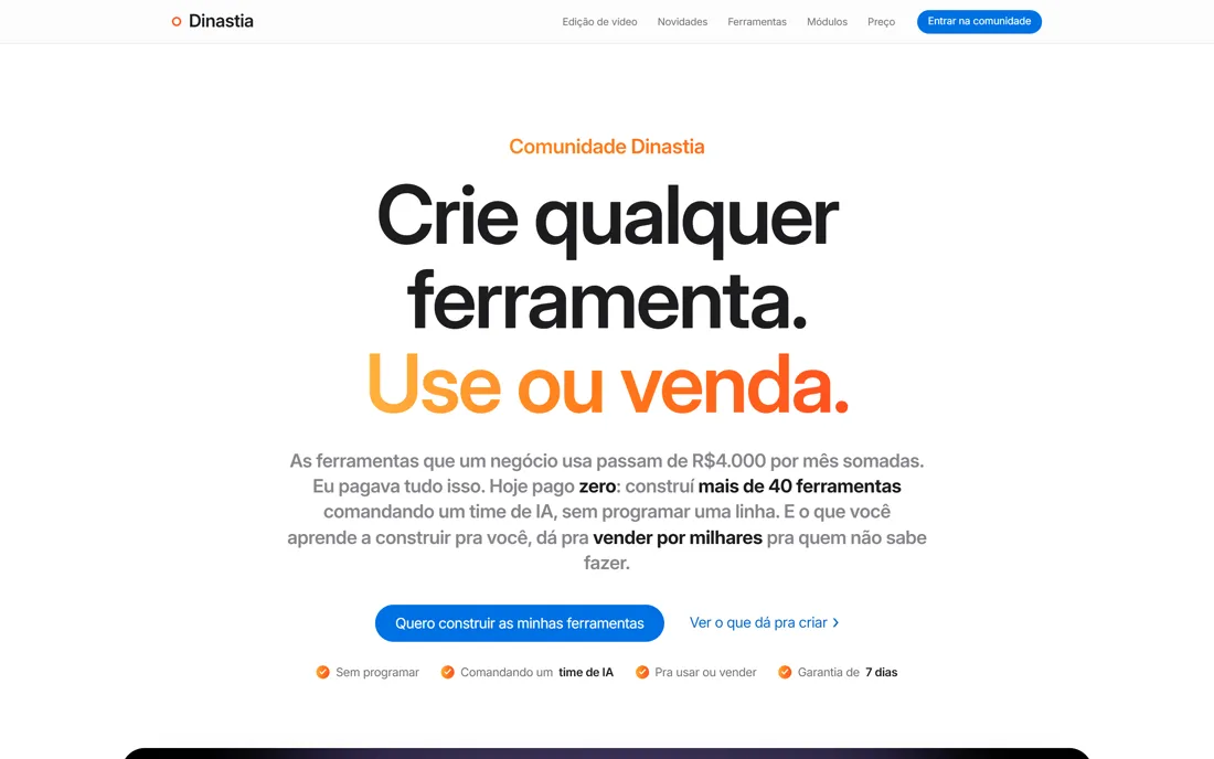 Página da Comunidade Dinastia no estilo Apple